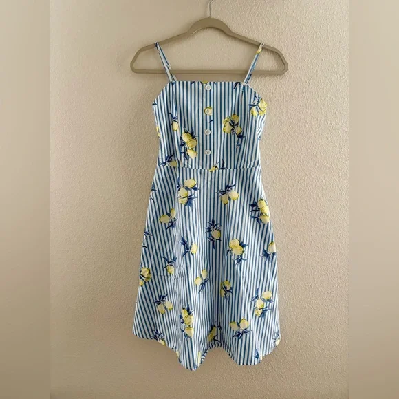Open Style Co Lemon Stripe Sundress Size Medium - Picture 1 of 8